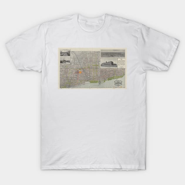 Vintage Map of Chicago (1912) T-Shirt by Bravuramedia